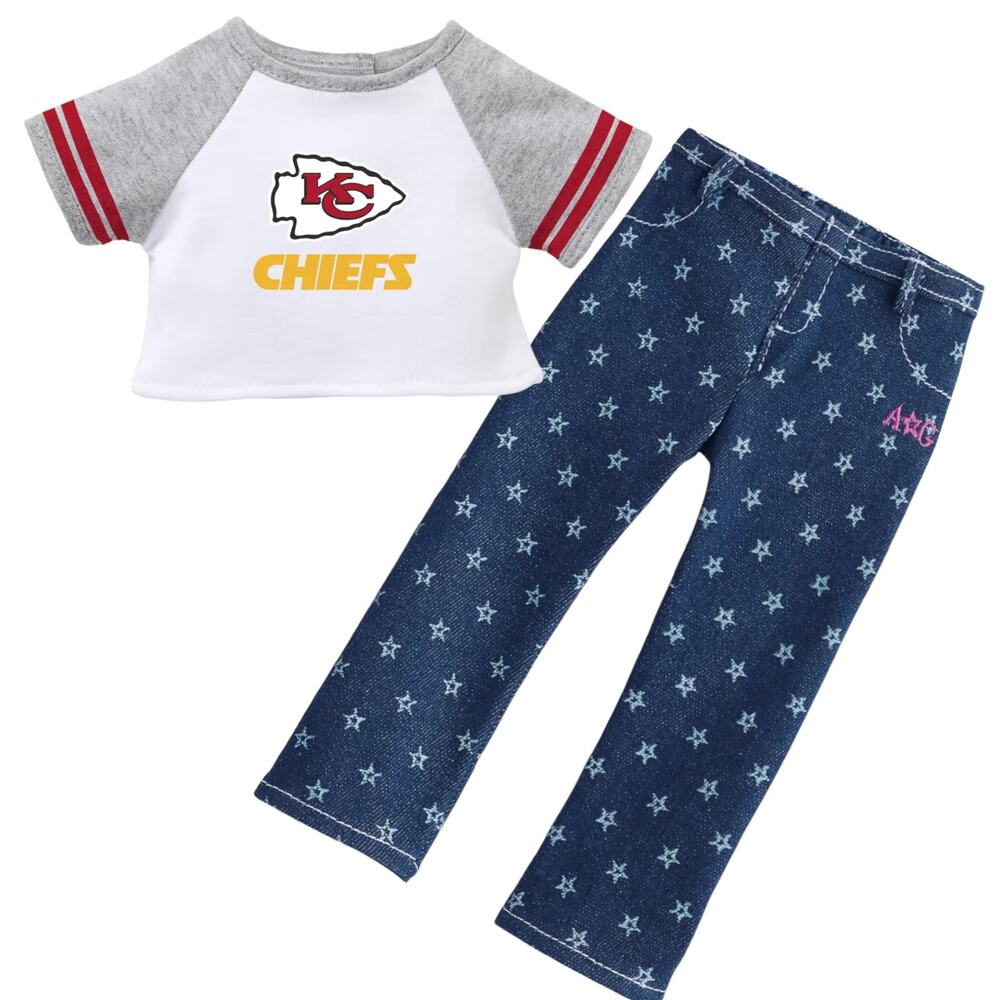 American Girl Doll NFL Kansas City CHIEFS TEE + STAR JEGGINGS Football Outfit!